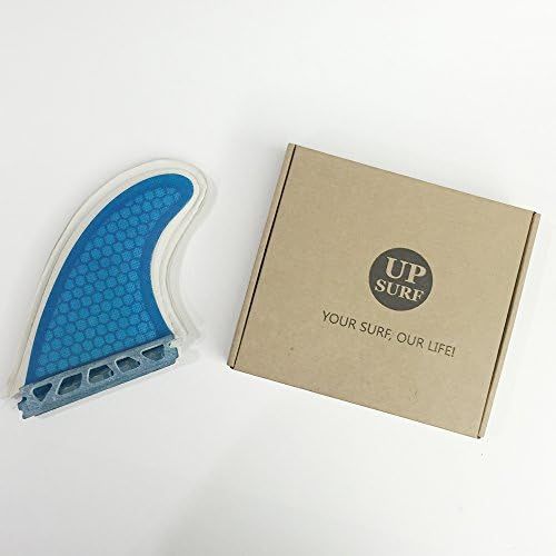  UPSURF Surfboard Tri Fin Future M Size Fiberglass+Honeycomb G5 Thruster Set(White/Blue/Orange)