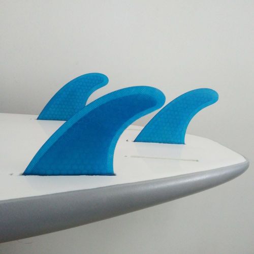 UPSURF Surfboard Tri Fin Future M Size Fiberglass+Honeycomb G5 Thruster Set(White/Blue/Orange)