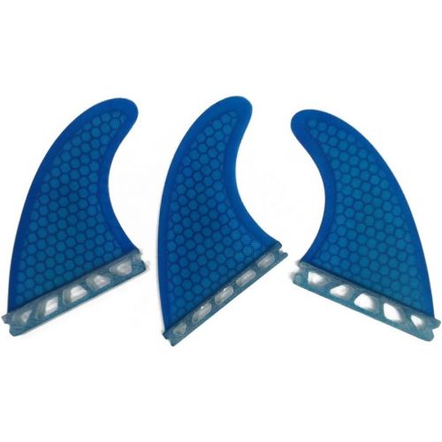  UPSURF Surfboard Tri Fin Future M Size Fiberglass+Honeycomb G5 Thruster Set(White/Blue/Orange)