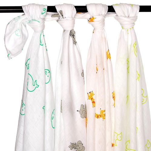  UR My Sunshine Muslin Swaddle Blankets, Soft Light Cotton, Boy or Girl 4 Pack, 47 x 47 Inch (Large)