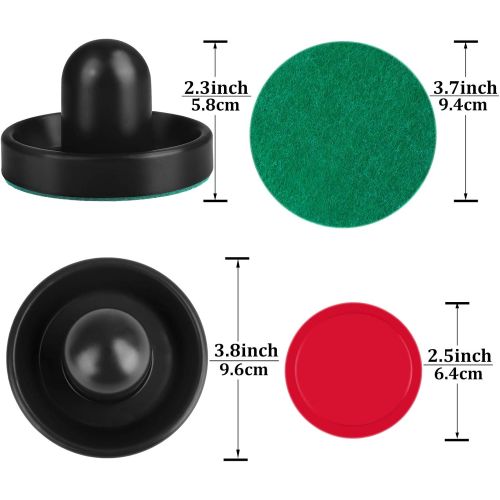  URATOT Air Hockey Pushers and Air Hockey Pucks Air Hockey Paddles, Goal Handles Paddles Replacement Accessories for Game Tables(4 Pushers, 8 Red Pucks and 8 Green Pads)