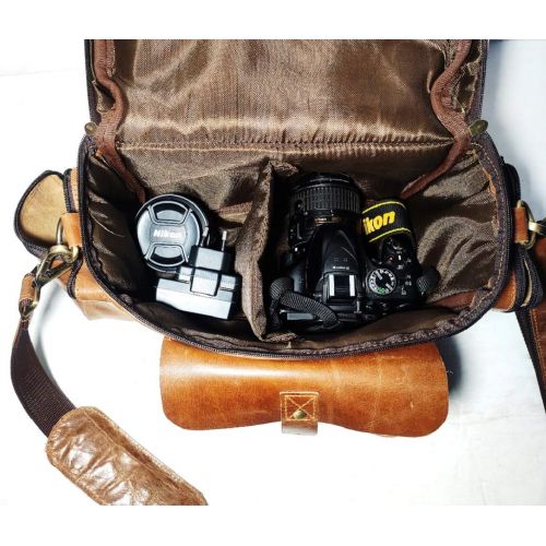  Urban Dezire Urban dezire Leather Big Camera DSLR Padded Digital Camera Bag for With Lens Partition