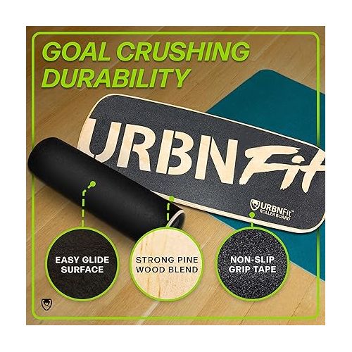  URBNFit Wooden Balance Board Trainer - Wobble Board for Skateboard, Hockey, Snowboard & Surf Training - Balancing Board w/Workout Guide to Exercise and Build Core Stability?