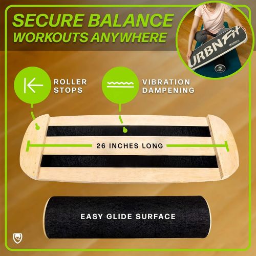  URBNFit Wooden Balance Board Trainer - Wobble Board for Skateboard, Hockey, Snowboard & Surf Training - Balancing Board w/ Workout Guide to Exercise and Build Core Stability?