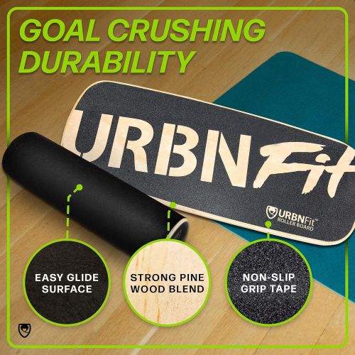  URBNFit Wooden Balance Board Trainer - Wobble Board for Skateboard, Hockey, Snowboard & Surf Training - Balancing Board w/ Workout Guide to Exercise and Build Core Stability?