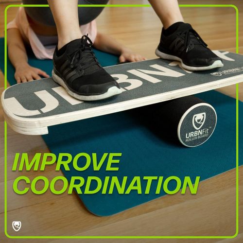  URBNFit Wooden Balance Board Trainer - Wobble Board for Skateboard, Hockey, Snowboard & Surf Training - Balancing Board w/ Workout Guide to Exercise and Build Core Stability?
