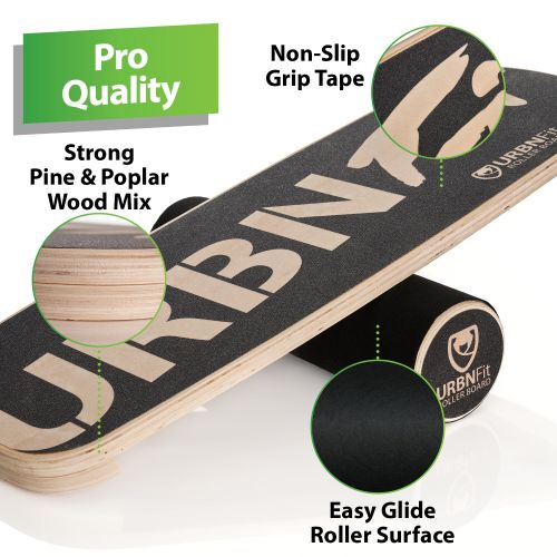  URBNFit Balance Board Trainer - Roller Board For Exercise, Athletic Training and Board Sports - Fun Workout Equipment For Balance, Stability and Improving Core Strength - Free Work