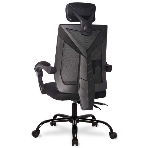  UREST Gaming Office Chair Game Racing Ergonomic Backrest and Seat Height Adjustment Computer Chair Recliner Swivel Rocker and Lumbar Tilt E-Sports Chair in Black