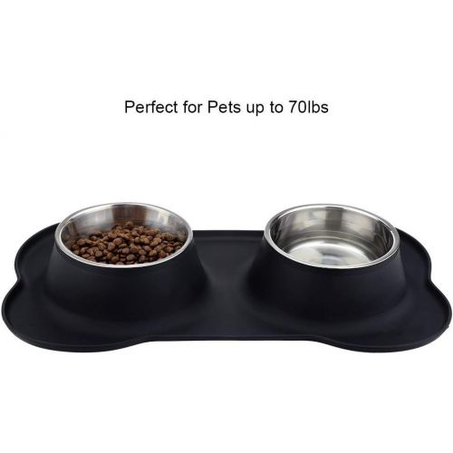  [아마존 핫딜]  [아마존핫딜]URPOWER Dog Bowls Stainless Steel Dog Bowl with No Spill Non-Skid Silicone Mat 53 oz Feeder Bowls Pet Bowl for Dogs Cats and Pets