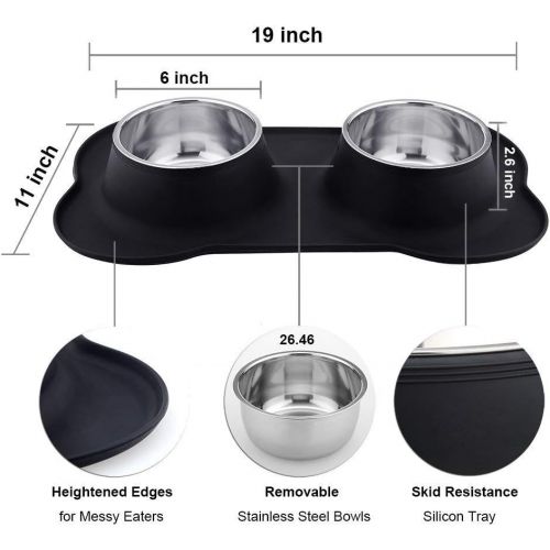  [아마존 핫딜]  [아마존핫딜]URPOWER Dog Bowls Stainless Steel Dog Bowl with No Spill Non-Skid Silicone Mat 53 oz Feeder Bowls Pet Bowl for Dogs Cats and Pets