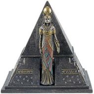 Unknown 6.75 Bronze Color Egyptian Queen and Pyramid Trinket Box Decor