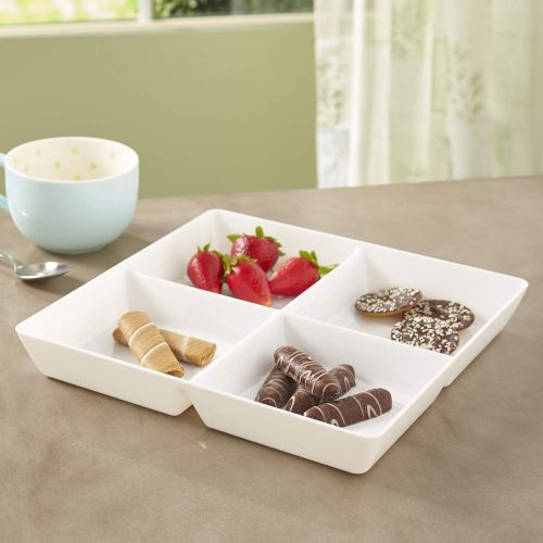  US Acrylic Avant 4-Compartment Plastic Appetizer Serving Tray | set of 4 White