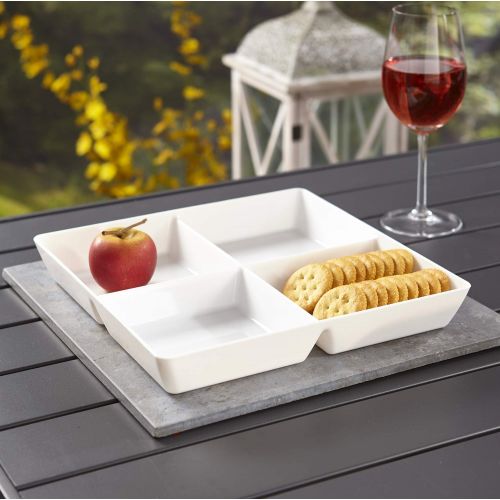  US Acrylic Avant 4-Compartment Plastic Appetizer Serving Tray | set of 4 White
