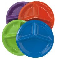 US Acrylic 10-inch Round Plastic Divided Plates | set of 12 in 4 Assorted Colors