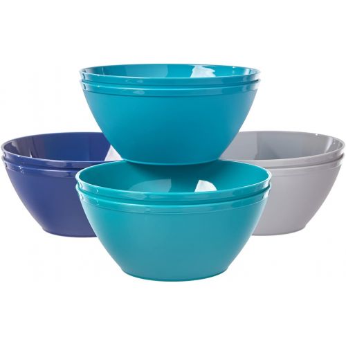  [아마존베스트]US Acrylic Fresco 6-inch Plastic Bowls for Cereal or Salad | set of 8 in 4 Coastal Colors