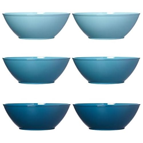  [아마존베스트]US Acrylic Fresco 10-inch Plastic Mixing and Serving Bowls | set of 6 in 3 Coastal Colors