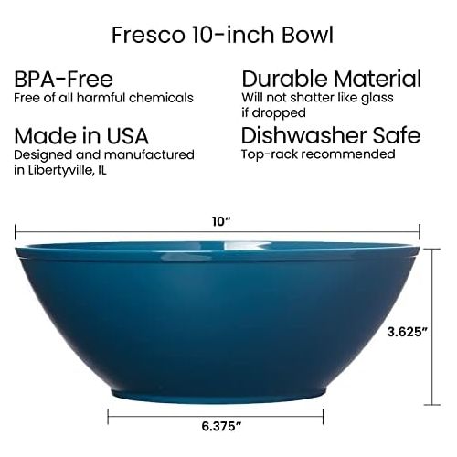  [아마존베스트]US Acrylic Fresco 10-inch Plastic Mixing and Serving Bowls | set of 6 in 3 Coastal Colors