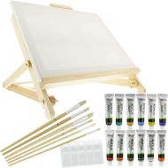 [아마존핫딜][아마존 핫딜] US Art Supply 21-Piece Acrylic Painting Table Easel Set with, 12-Tubes Acrylic Painting Colors, 11x14 Stretched Canvas, 6 Artist Brushes, Plastic Palette with 10 Wells