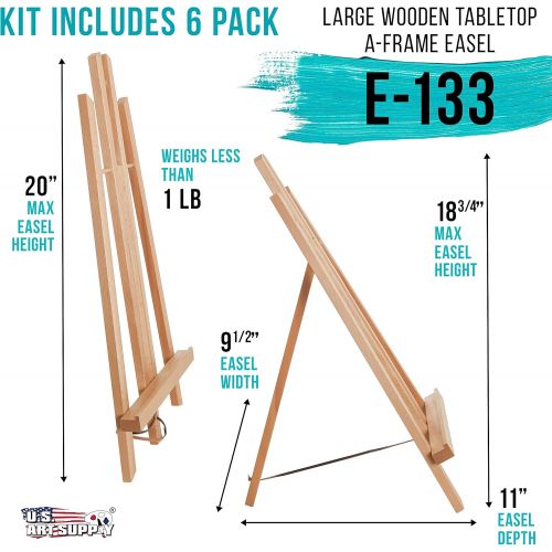  [아마존 핫딜] US Art Supply U.S. Art Supply 11 x 14 Stretched Canvas with 18 Tabletop Display Stand A-Frame Artist Easel Kit (Pack of 6) - Beechwood Tripod, Kids Student Painting Party, Portable Canvas Pictur