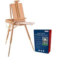 US Art Supply U.S. Art Supply Coronado Large Wooden French Style Field and Studio Sketchbox Easel with Artist Drawer, Palette, Premium Beechwood - Adjustable Wood Tripod Easel Stand for Painting