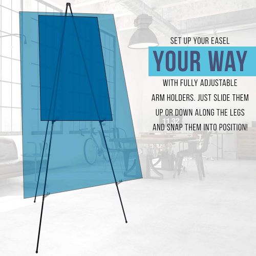  US Art Supply U.S. Art Supply 63 High Steel Easy Folding Display Easel - Quick Set-Up, Instantly Collapses, Adjustable Height Display Holders - Portable Tripod Stand, Presentations, Signs, Poste