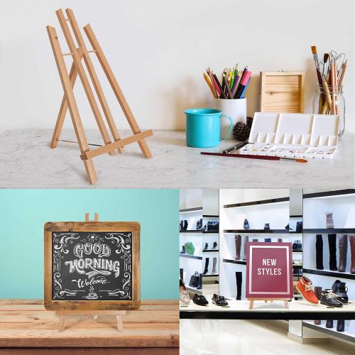  US Art Supply U.S. Art Supply 14 Medium Tabletop Display Stand A-Frame Artist Easel - Beechwood Tripod, Painting Party Easel, Students Classroom Table School Desktop, Portable Canvas Photo Pictu