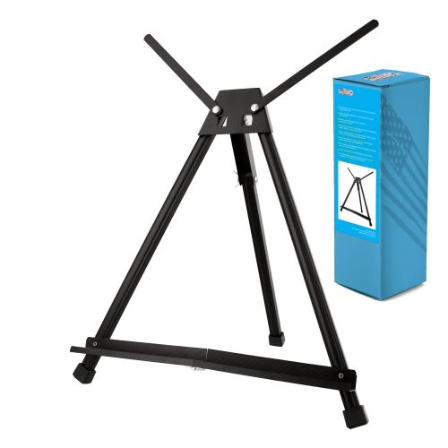  US Art Supply U.S. Art Supply 15 to 21 High Adjustable Black Aluminum Tabletop Display Easel with Extension Arm Wings - Portable Artist Tripod Folding Frame Stand - Holds Canvas, Paintings, Book