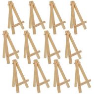 US Art Supply U.S. Art Supply 5 Mini Natural Wood Display Easel (Pack of 12), A-Frame Artist Painting Party Tripod Easel - Tabletop Holder Stand for Small Canvases, Kids Crafts, Business Cards,