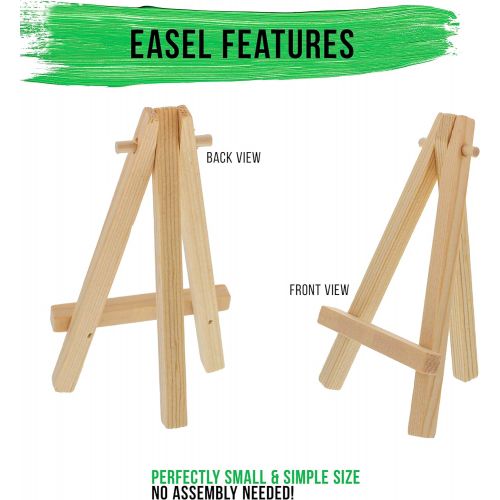  US Art Supply U.S. Art Supply 5 Mini Natural Wood Display Easel (Pack of 12), A-Frame Artist Painting Party Tripod Easel - Tabletop Holder Stand for Small Canvases, Kids Crafts, Business Cards,