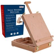 US Art Supply U.S. Art Supply Newport Small Adjustable Wood Table Sketchbox Easel, Premium Beechwood - Portable Wooden Artist Desktop Storage Case - Store Art Paint, Markers, Sketch Pad - Studen