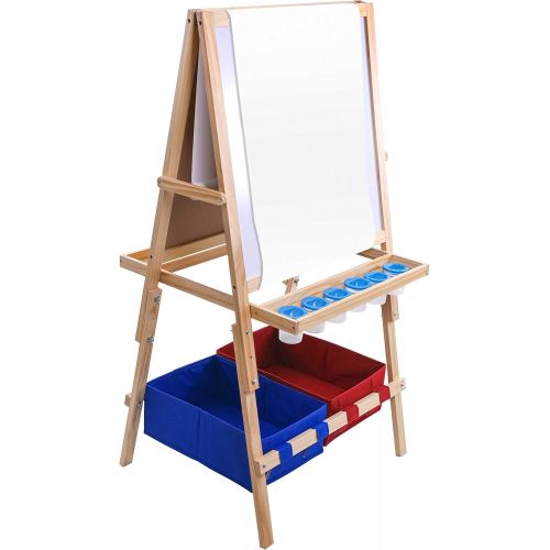  [아마존베스트]US Art Supply U.S. Art Supply Childrens 3-Sided Art Activity Easel with Chalkboard, Large Paper Roll, Shelf & Plastic Paint Cups
