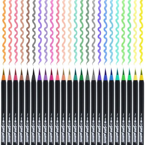  US Art Supply 100 Color Super Markers Watercolor Real Brush Pen Set with 4 Bonus Water Brush Pens - Soft Flexible Brush Tips - Fine & Broad Lines, Vibrant Colors - Coloring Books, Manga, Comic,