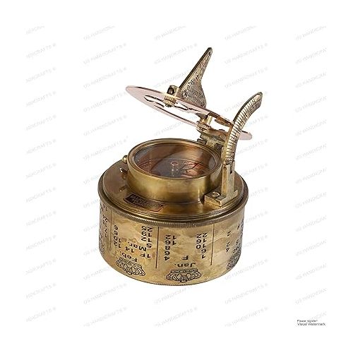  Vintage Compass NAVIGATIONAL Instrument - Marine Sundial Compass with Leather Case & Calendar Engraved Baptism Gifts with Leather Case for Loved Ones, Son, Love, Partner