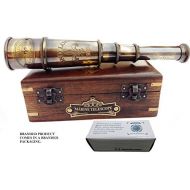 [아마존베스트]DOLLOND London 1920 Marine Collectible Decor Nautical Spyglass Antique Mounted Solid Brass 15 Inch Pirate Telescope with Wooden corrugate Box.