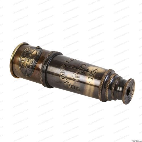  [아마존베스트]DOLLOND London 1920 Marine Collectible Decor Nautical Spyglass Antique Mounted Solid Brass 15 Inch Pirate Telescope with Wooden corrugate Box.