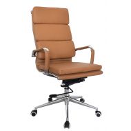 US Office Elements Eames Replica High Back Office Chair - Vegan Leather, Thick high Density Foam, stabilizing bar Swivel & Deluxe Tilting Mechanism (Pack of 1, Camel)