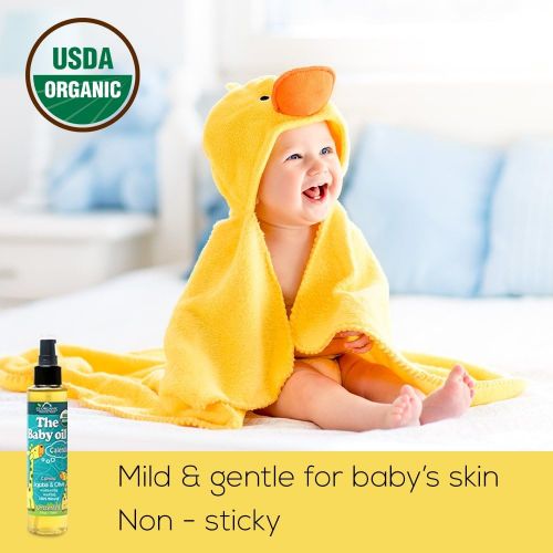  US Organic Baby Oil with Calendula, Jojoba and Olive Oil with Vitamin E, USDA Certified Organic, No Alcohol, Paraben, Artificial Detergents, Color, Synthetic Perfumes, 5 fl. Oz (Un