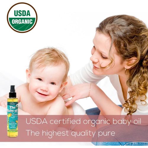 US Organic Baby Oil with Calendula, Jojoba and Olive Oil with Vitamin E, USDA Certified Organic, No Alcohol, Paraben, Artificial Detergents, Color, Synthetic Perfumes, 5 fl. Oz (Un