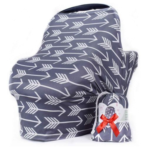  USA Fine Quality Nursing Breastfeeding Cover Scarf - Car Seat Canopy, Multi use Baby Car seat Cover for Girls and Boys，Grey Arrow