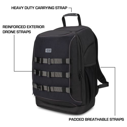  USA Gear FPV Drone Backpack For DJI Phantom 4  3 , Mavic Pro , Yuneec Breeze & RC Quadcopters - Customizable Interior , Thick Padded Protection , Exterior Storage Straps & Waterpr