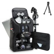 Digital SLR Camera Backpack w/ 15.6 Laptop Compartment PLUS Bonus Mini-Tripod by USA Gear features Padded Custom Dividers, Tripod Holder and Storage for DSLR Cameras by Nikon, Cano