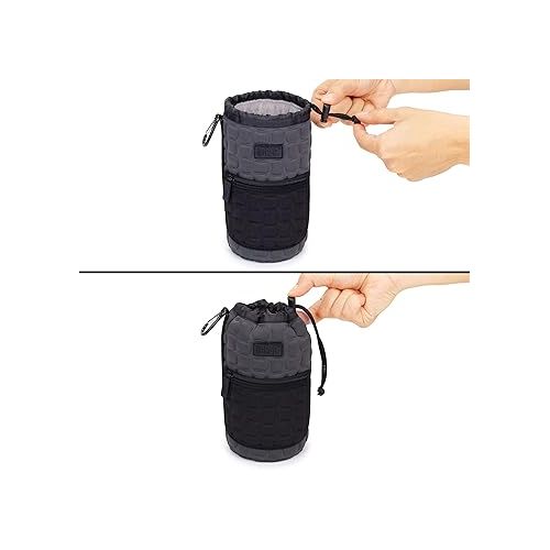  USA GEAR FlexARMOR-X Large Lens Case Pouch with Deluxe Padded Neoprene Protection - Holds Lens up to 70-300mm with Drawstring Opening, Built-in Carabiner Clip, Reinforced Belt Loop and Zippered Pocket