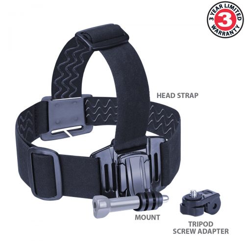  USA Gear Adjustable Head Strap Harness/Headband Mount with Quick Release, Elastic Band & Adapters for GoPro, Plus Tripod Screw Adapter for Action Cameras, Video Camcorders & Digita