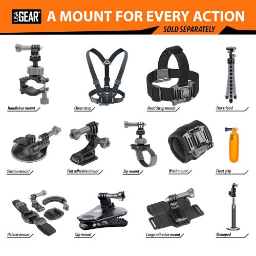  USA Gear Adjustable Head Strap Harness/Headband Mount with Quick Release, Elastic Band & Adapters for GoPro, Plus Tripod Screw Adapter for Action Cameras, Video Camcorders & Digita