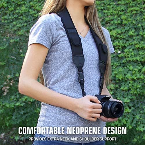  [아마존베스트]USA Gear USA GEAR TrueSHOT Camera Strap with Black Neoprene Pattern, Accessory Pockets and Quick Release Buckles - Compatible with Canon, Fujifilm, Nikon, Sony and More DSLR, Mirrorless, Ca