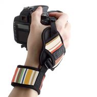 USA GEAR Professional Camera Grip Hand Strap with Stripe Neoprene Design and Metal Plate - Compatible with Canon , Fujifilm , Nikon , Sony and more DSLR , Mirrorless , Point & Shoo