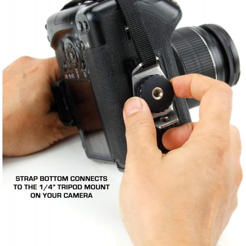  USA GEAR Professional Camera Grip Hand Strap with Geometric Neoprene Design and Metal Plate - Compatible with Canon, Fujifilm, Nikon, Sony and More DSLR, Mirrorless, Point & Shoot
