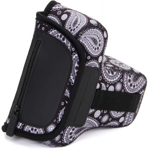  USA GEAR DSLR Camera Sleeve (Black Paisley) with Neoprene Protection, Holster Belt Loop and Accessory Storage - Compatible with Nikon D3400, Canon EOS Rebel SL2, Pentax K-70 and Mo
