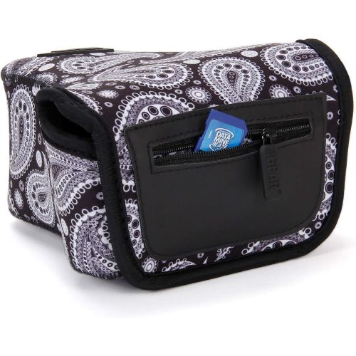  USA GEAR DSLR Camera Sleeve (Black Paisley) with Neoprene Protection, Holster Belt Loop and Accessory Storage - Compatible with Nikon D3400, Canon EOS Rebel SL2, Pentax K-70 and Mo