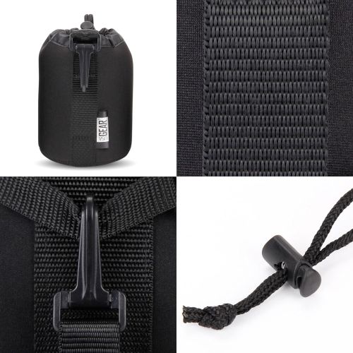 USA GEAR FlexARMOR Protective Neoprene Lens Case Pouch Set 3-Pack - Small, Medium and Large Cases Hold Lenses up to 70-300mm with Drawstring Opening, Attached Clip, Reinforced Belt